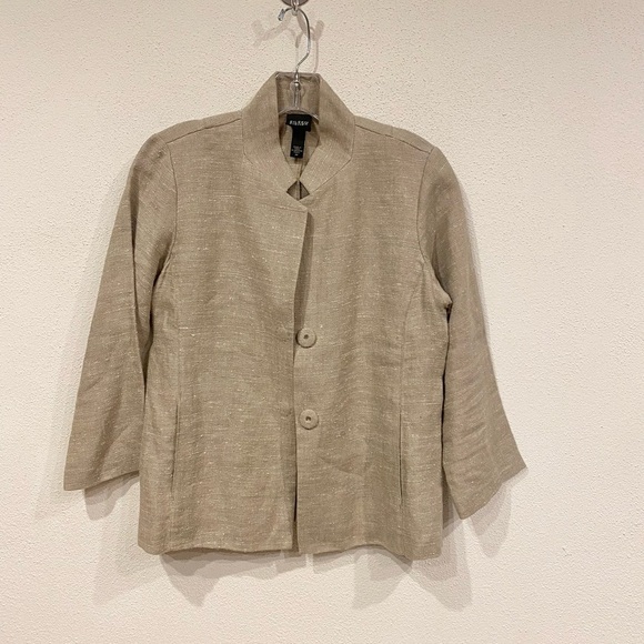 Eileen Fisher Mandarin Collar Linen Blend Jacket Size PP EUC - Picture 2 of 6